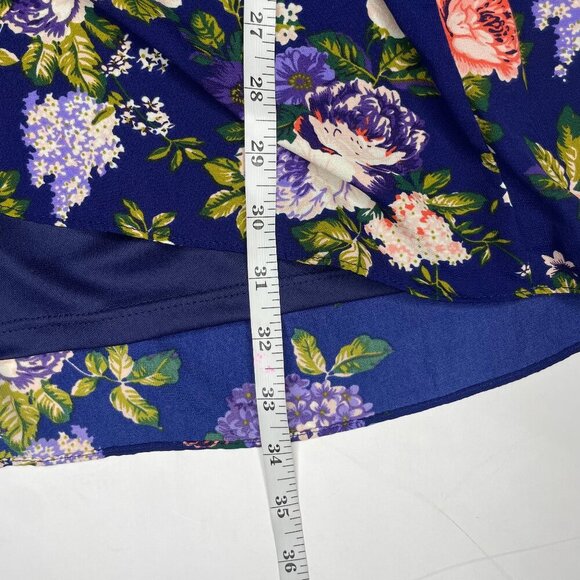 Lulus Blue Floral Long Sleeve Wrap Mini Dress Size M Made in USA - Picture 10 of 13